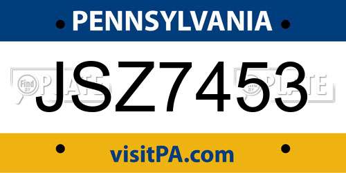 JSZ7453 Pennsylvania License Plate
