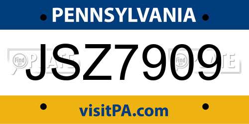JSZ7909 Pennsylvania License Plate