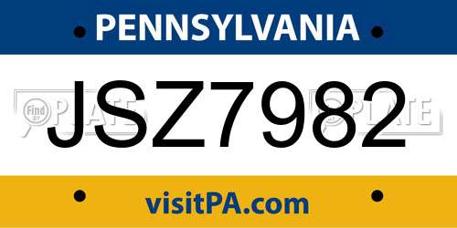 JSZ7982 Pennsylvania License Plate