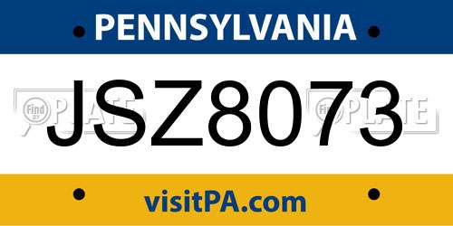 JSZ8073 Pennsylvania License Plate