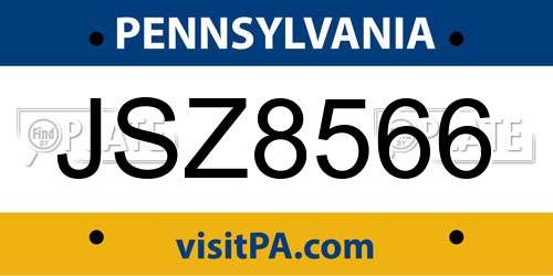 JSZ8566 Pennsylvania License Plate