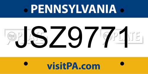 JSZ9771 Pennsylvania License Plate