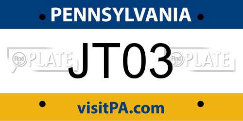 JT03 Pennsylvania License Plate