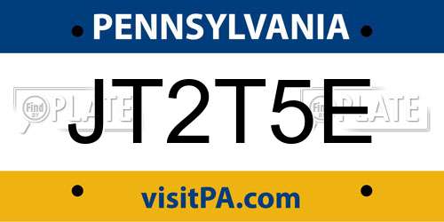 JT2T5E Pennsylvania License Plate