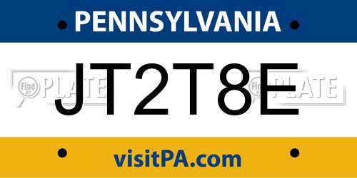 JT2T8E Pennsylvania License Plate