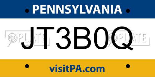 JT3B0Q Pennsylvania License Plate