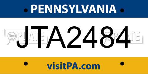 JTA2484 Pennsylvania License Plate