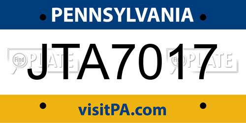 JTA7017 Pennsylvania License Plate