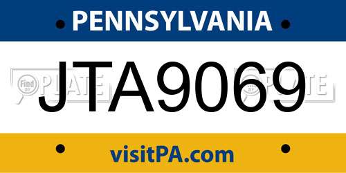 JTA9069 Pennsylvania License Plate