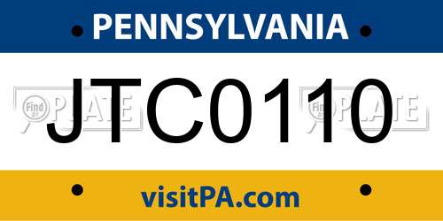 JTC0110 Pennsylvania License Plate