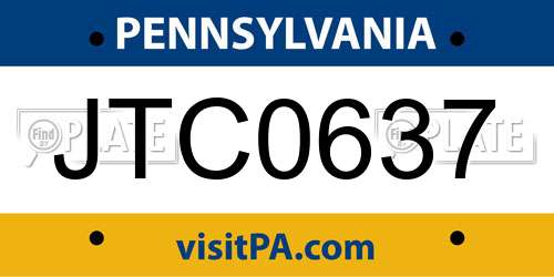 JTC0637 Pennsylvania License Plate