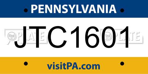 JTC1601 Pennsylvania License Plate