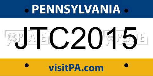 JTC2015 Pennsylvania License Plate