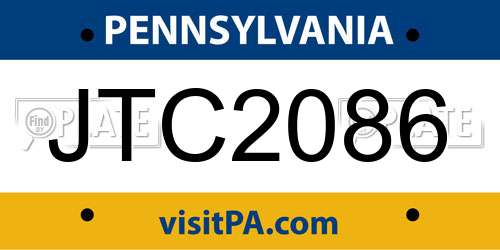 JTC2086 Pennsylvania License Plate