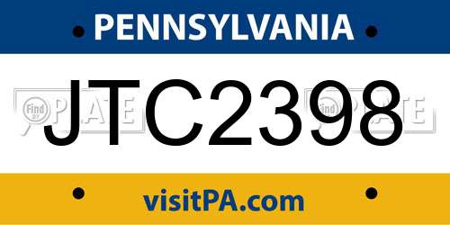 JTC2398 Pennsylvania License Plate