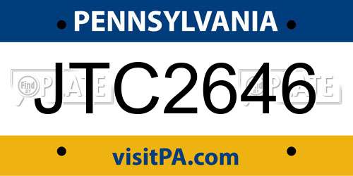 JTC2646 Pennsylvania License Plate