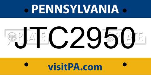 JTC2950 Pennsylvania License Plate