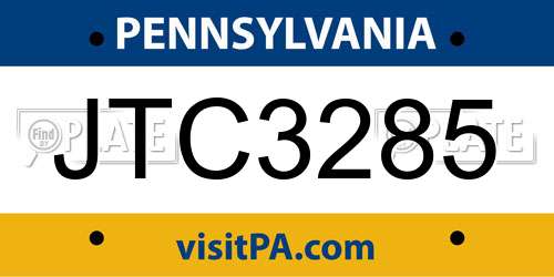 JTC3285 Pennsylvania License Plate