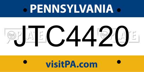 JTC4420 Pennsylvania License Plate