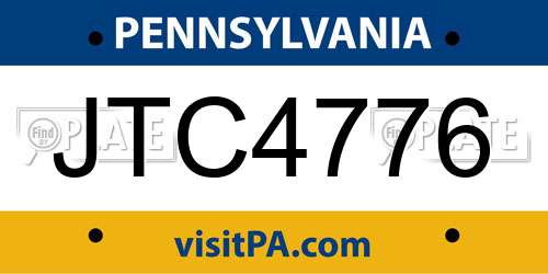 JTC4776 Pennsylvania License Plate