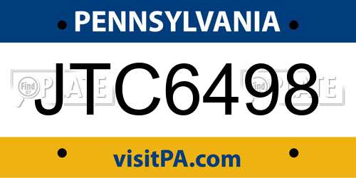 JTC6498 Pennsylvania License Plate
