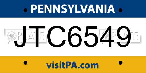 JTC6549 Pennsylvania License Plate