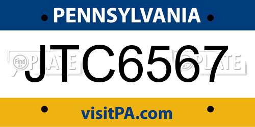 JTC6567 Pennsylvania License Plate