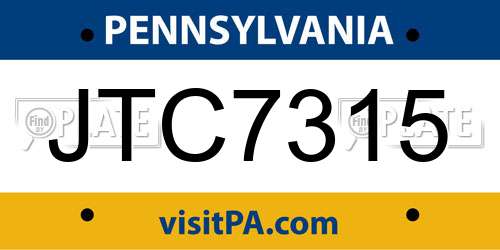 JTC7315 Pennsylvania License Plate
