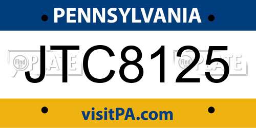 JTC8125 Pennsylvania License Plate