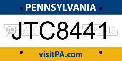 JTC8441 Pennsylvania License Plate
