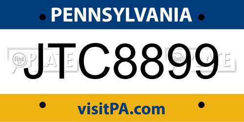 JTC8899 Pennsylvania License Plate