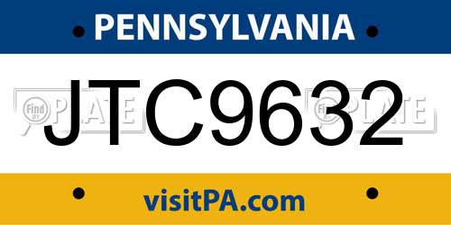 JTC9632 Pennsylvania License Plate