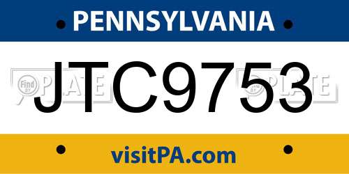 JTC9753 Pennsylvania License Plate