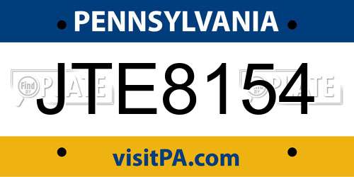 JTE8154 Pennsylvania License Plate