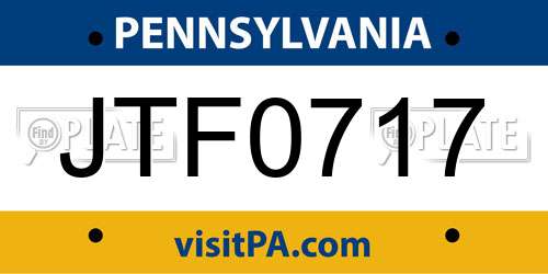 JTF0717 Pennsylvania License Plate