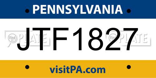 JTF1827 Pennsylvania License Plate