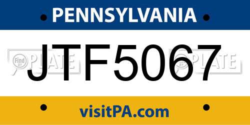 JTF5067 Pennsylvania License Plate