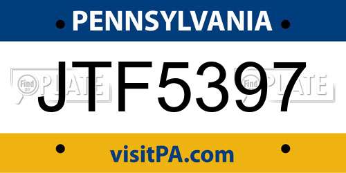 JTF5397 Pennsylvania License Plate