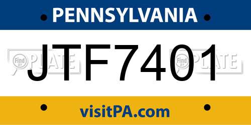 JTF7401 Pennsylvania License Plate