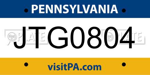 JTG0804 Pennsylvania License Plate