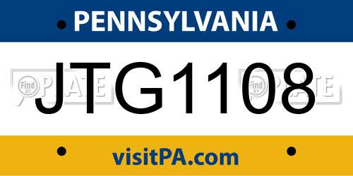 JTG1108 Pennsylvania License Plate