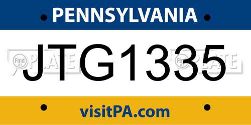 JTG1335 Pennsylvania License Plate