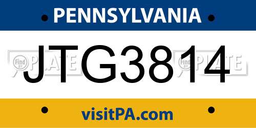 JTG3814 Pennsylvania License Plate
