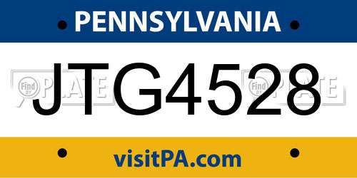 JTG4528 Pennsylvania License Plate