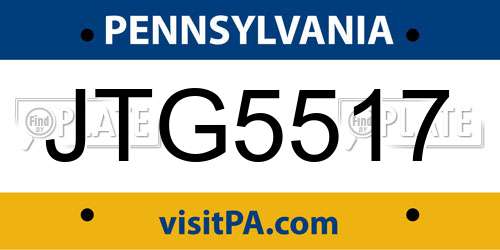 JTG5517 Pennsylvania License Plate