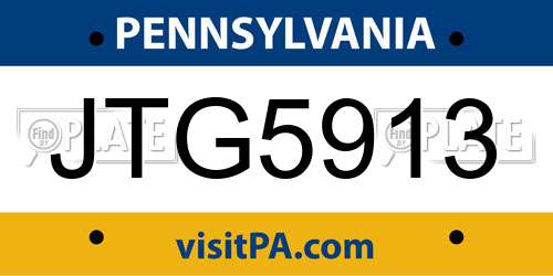 JTG5913 Pennsylvania License Plate