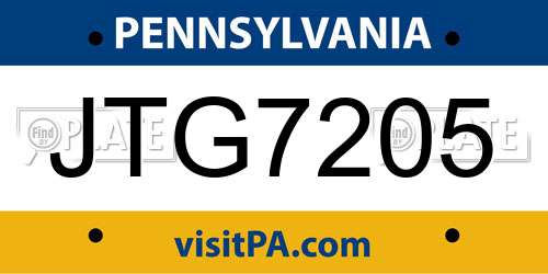 JTG7205 Pennsylvania License Plate