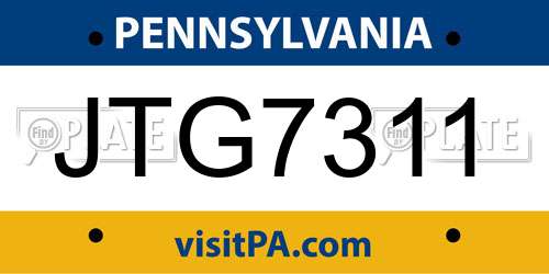 JTG7311 Pennsylvania License Plate