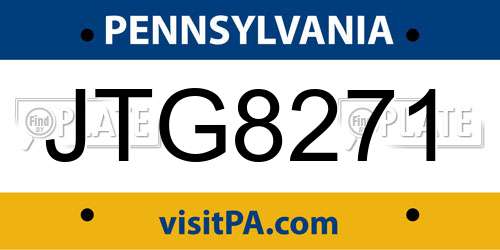 JTG8271 Pennsylvania License Plate