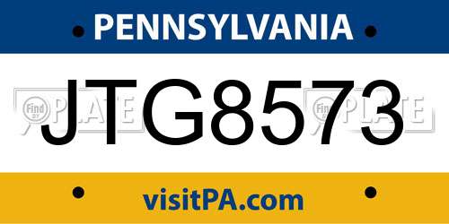 JTG8573 Pennsylvania License Plate